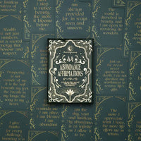 affirmation deck titled 'Abundance Affirmations' on a background with cards from the deck
