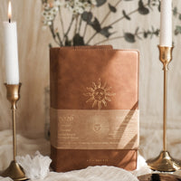 Brown leather notebook with embossed design | 2026 Celestial Journal by St. Soleil