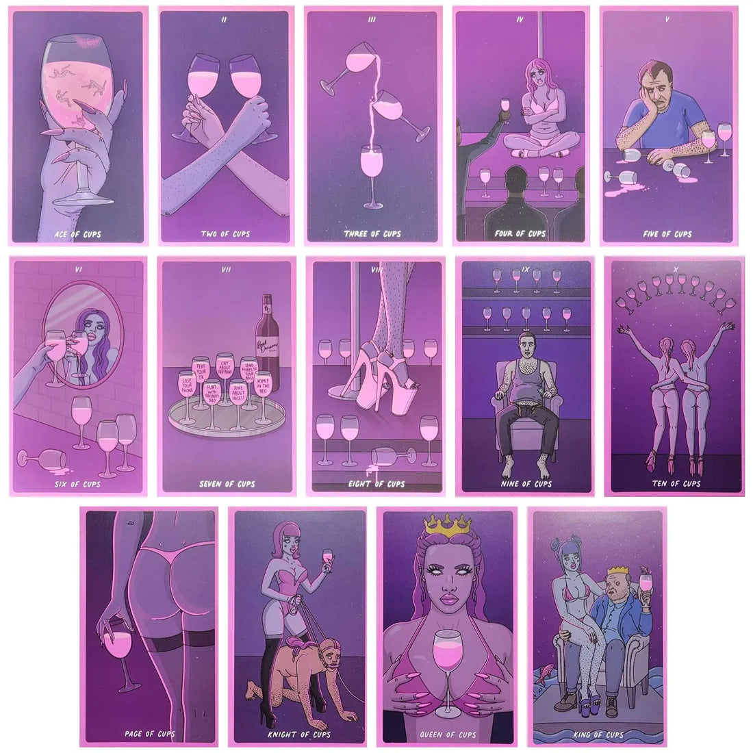 exotic cancer tarot | all cups cards | a pink tarot deck by exotic cancer