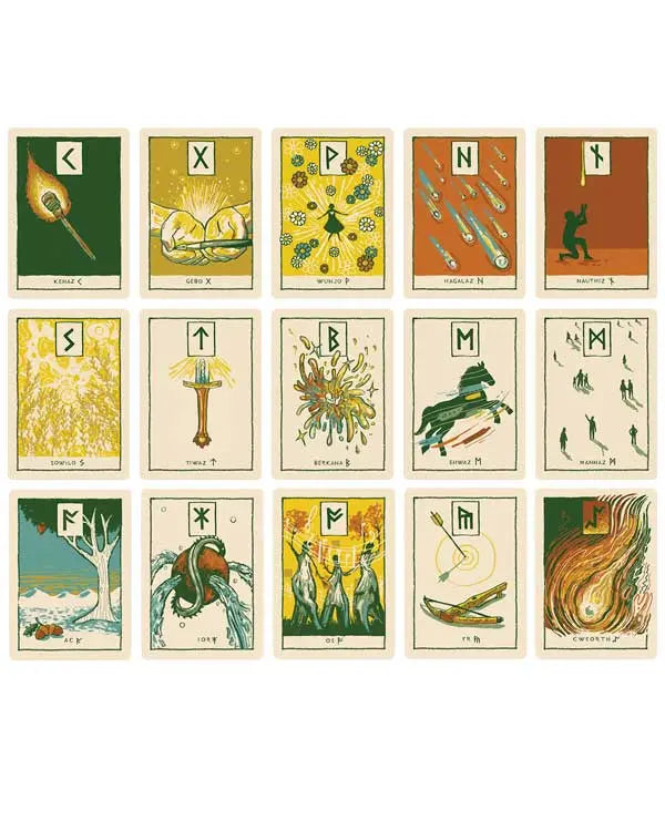 green glyphs runes cards preview