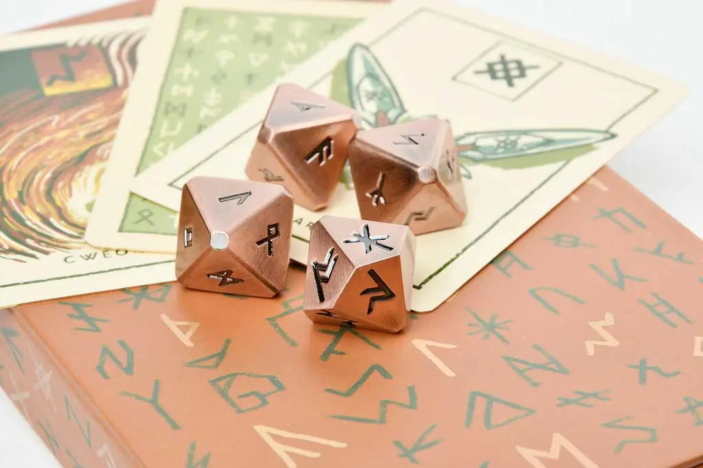green glyphs runes dice and cards | prisma visions