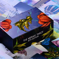 Meraki Tarot card box with tarot cards displayed around it