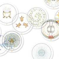 Set of circular designs with various symbols and patterns on a white background from the transparent oracle 2nd edition