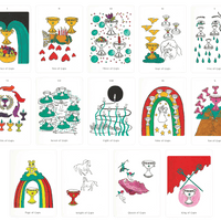 Cups minor arcana cards of the Apparition Tarot deck by Mary Evans (Spirit Speak Tarot). All minor arcana cups cards along with face cards of Apparitions Tarot