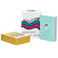 apparition tarot deck box in white with text in black and white. Apparitions Tarot deck by Mary Evans Spirit Speak Tarot