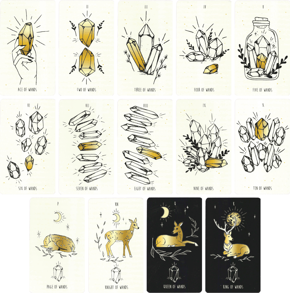 new moon tarot deck wands minor arcana cards by Mélina Lamoureux (MeliThelover)