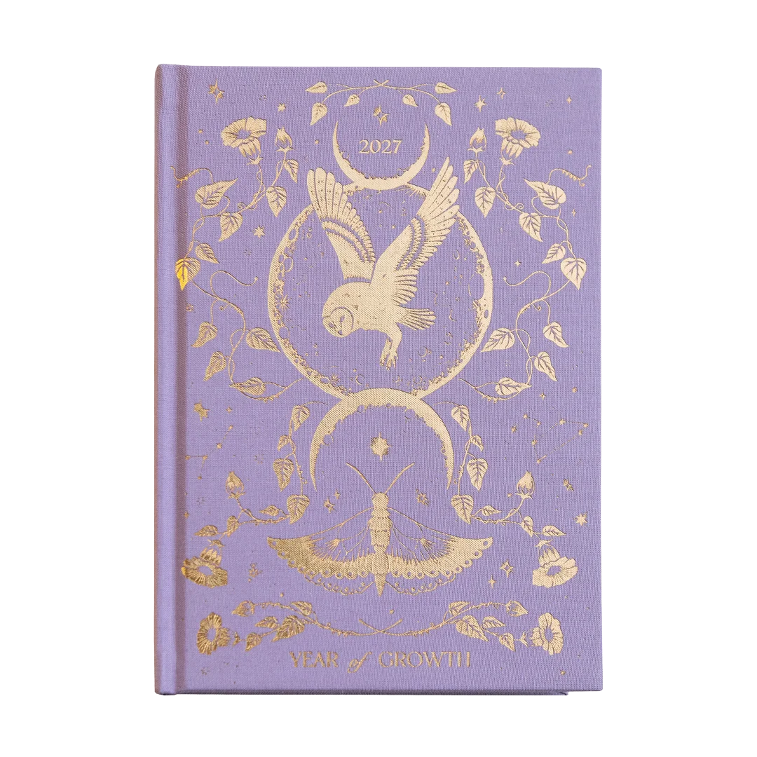 2027 year of growth journal by dreamy moons cover lavender