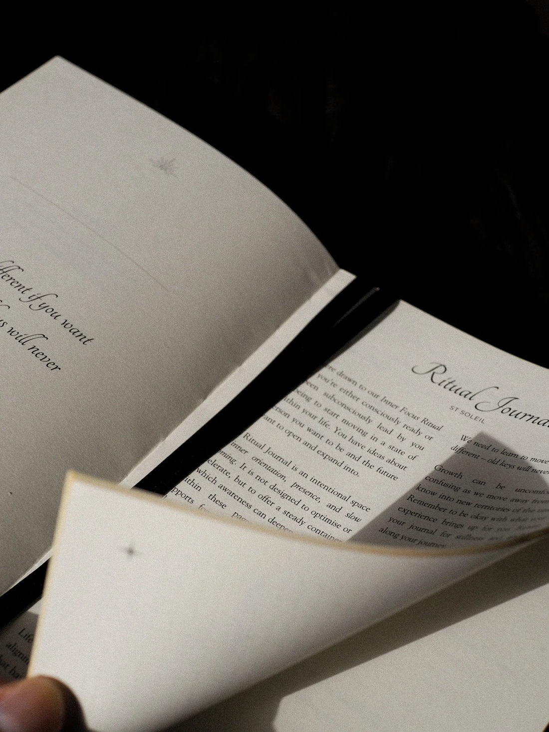 ritual journal open with bookmark ribbon