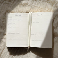 Open ritual journal with lined pages to take ritual notes