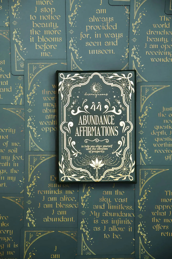 affirmation cards titled 'abundance affirmations', created by Dreamy Moons.