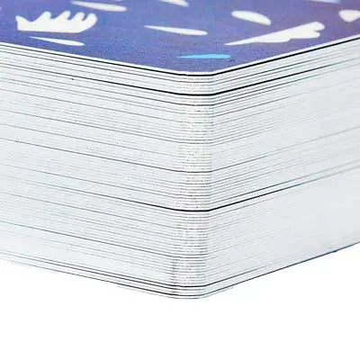 metallic silver edges on each card of blue earth tarot