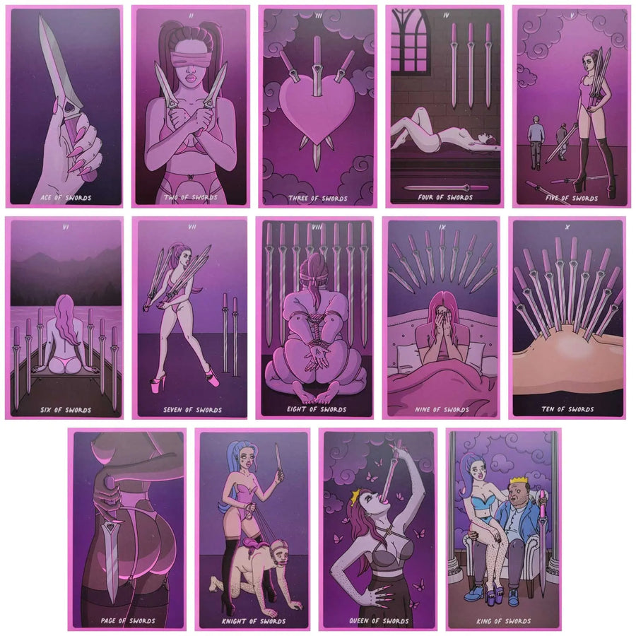 exotic cancer tarot | all swords cards | a pink tarot deck by exotic cancer