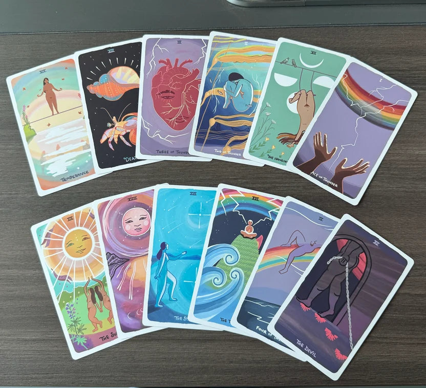 cards from the seed edition black core gentle tarot deck