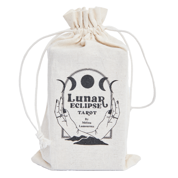 natural reusable cotton tarot bag | lunar eclipse tarot deck