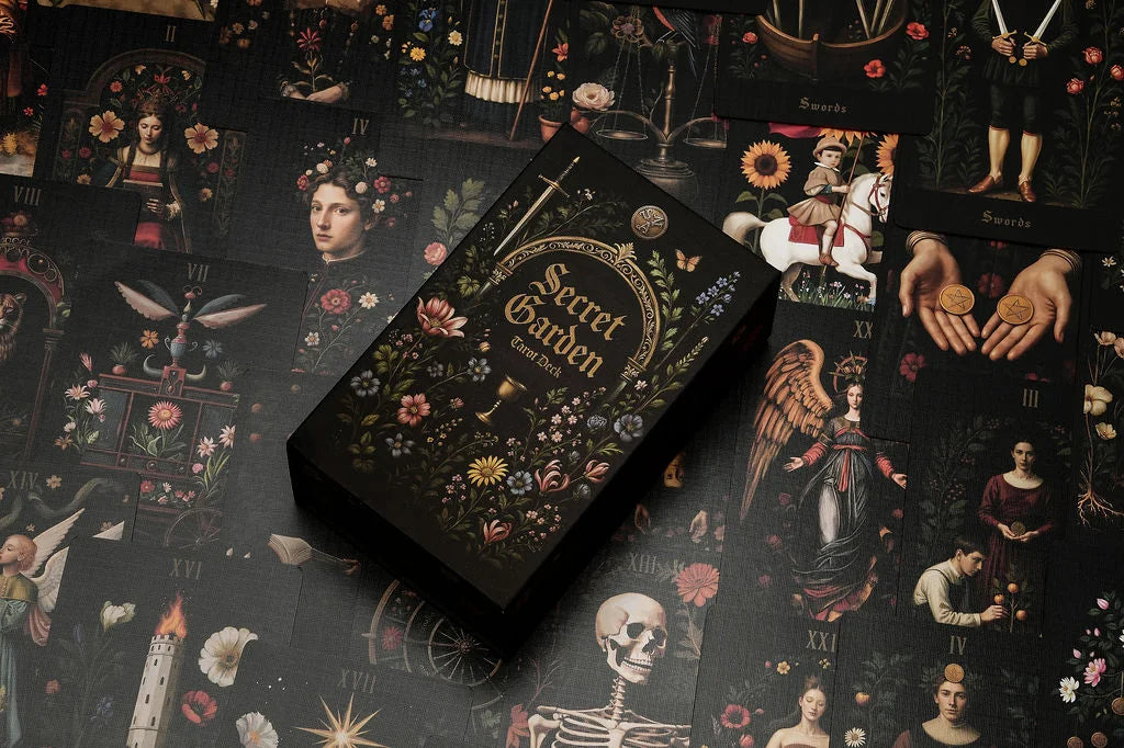 secret garden tarot deck box and cards