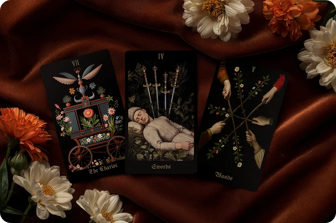 three cards from the secret garden tarot