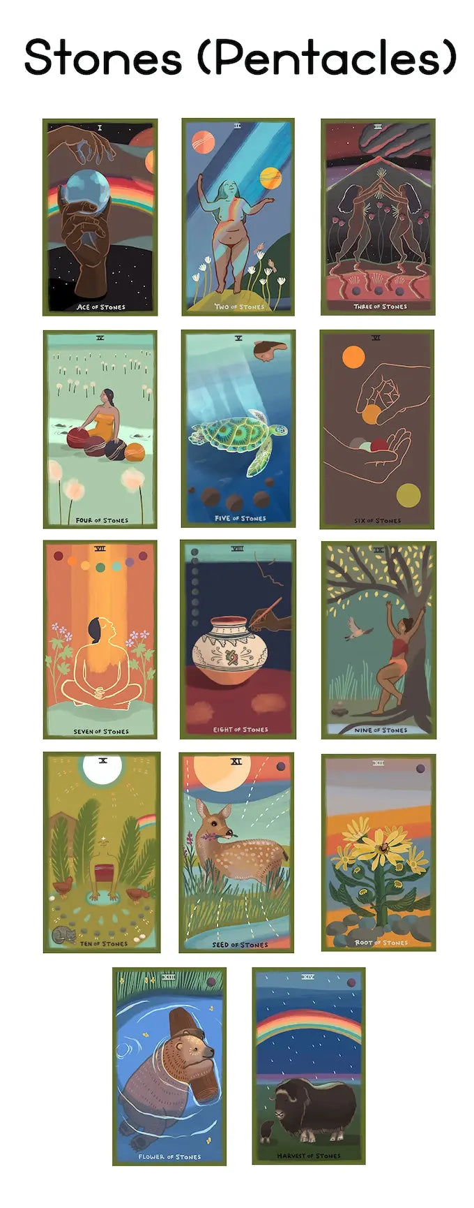 pentacles cards of the gentle tarot deck first edition