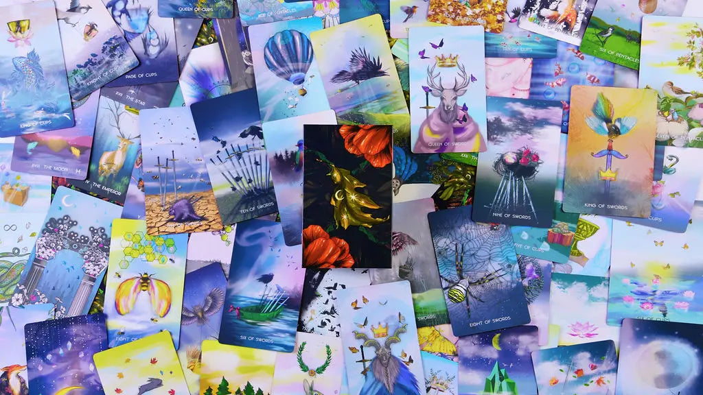 Collection of nature inspired tarot cards from the Meraki tarot deck