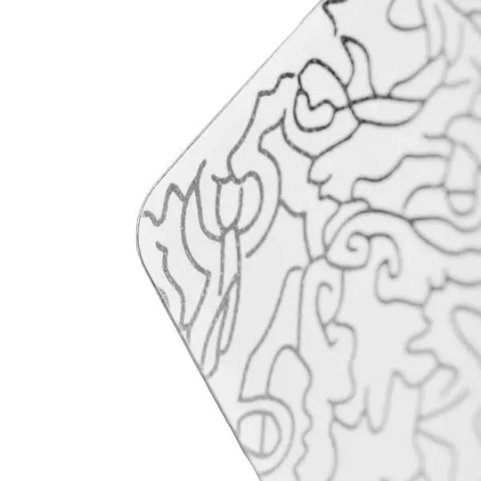 PRINTED ON 330GSM GERMAN BLACK CORE PAPER WITH AIR LINEN | HOLOGRAPHIC FOIL DETAILS ON THE BACK