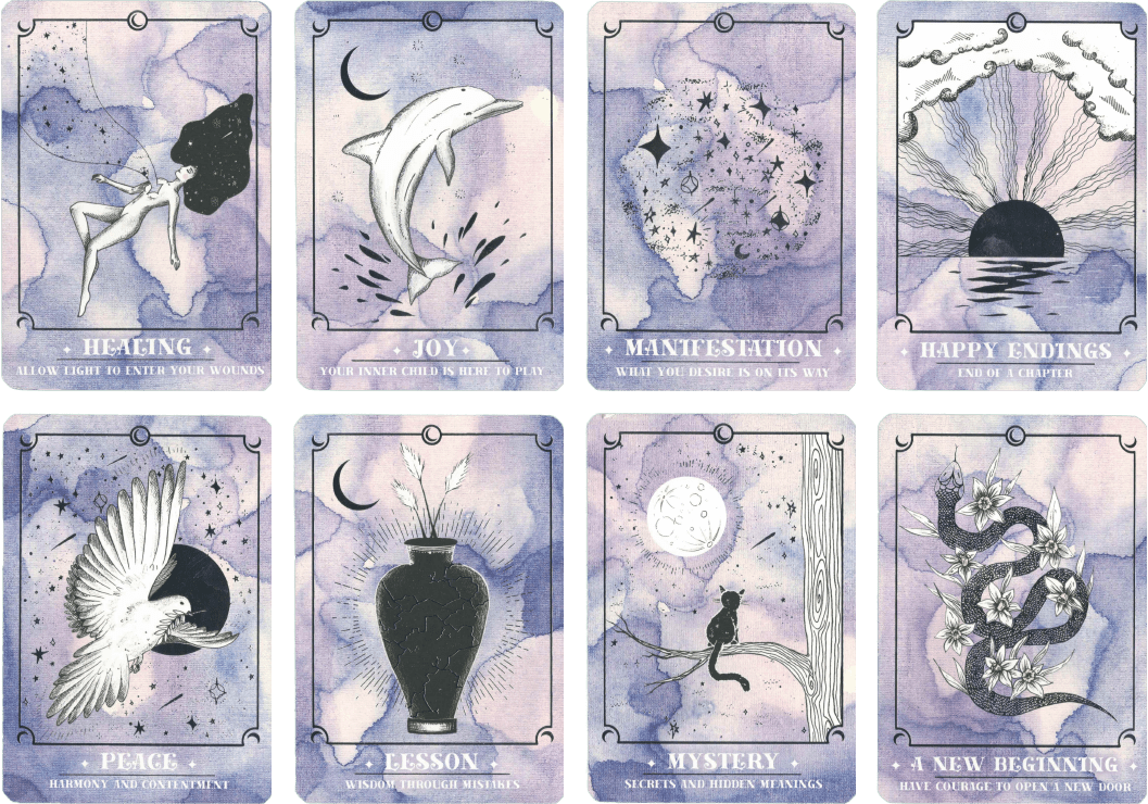 cosmic guidance oracle deck first eight meaning cards by Annie Tarasova (DreamyMoons)