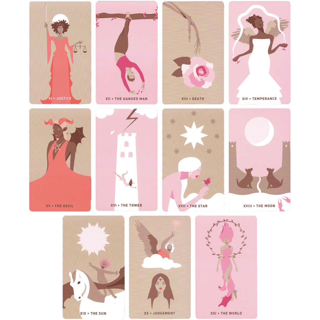 the gentle heart tarot major arcana cards from eleven to twenty one