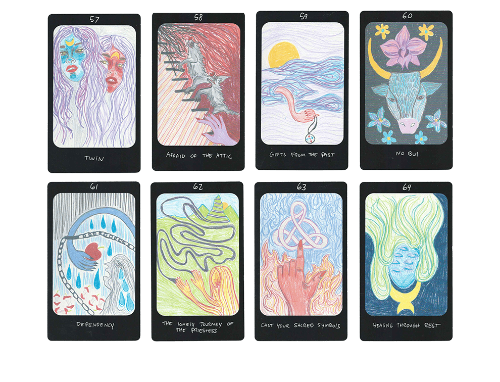 iris oracle deck cards fifty seven to sixty four by artist Mary Evans (Spirit Speak)