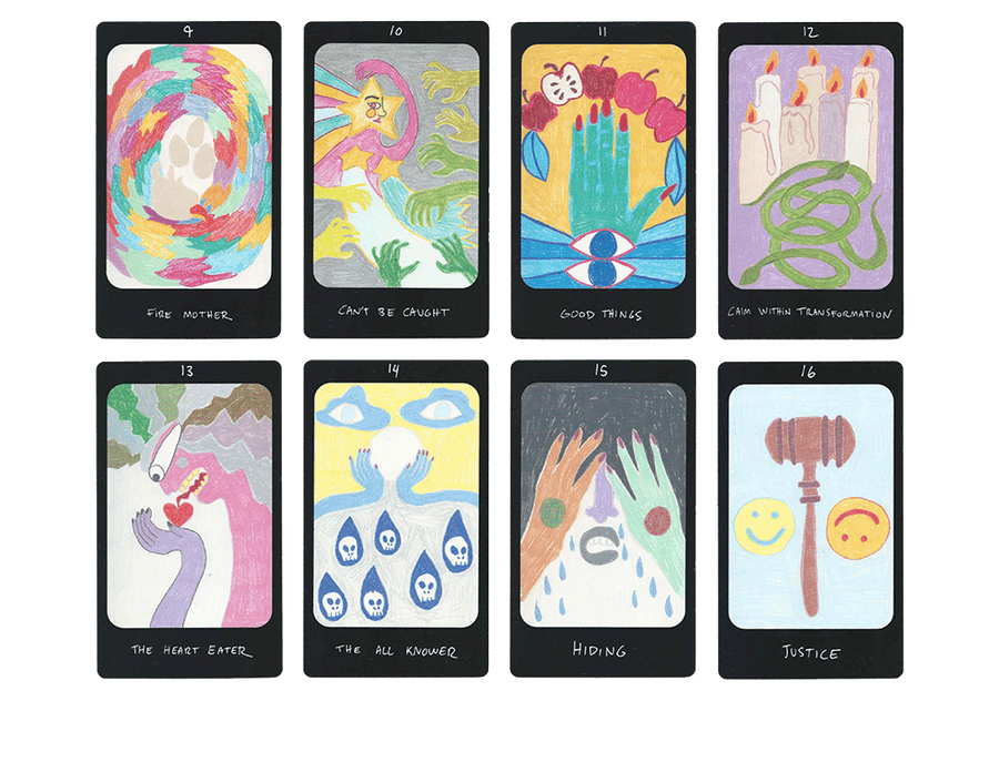 iris oracle deck cards nine to sixteen by artist Mary Evans (Spirit Speak)