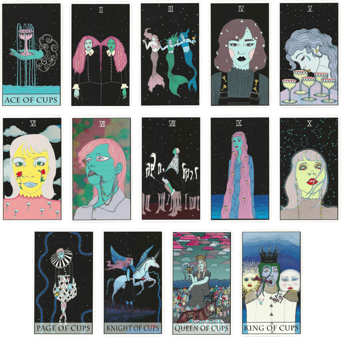moon power tarot deck cups minor arcana cards by Charlie Quintero and Camille Smooch (Sick Sad Girls)