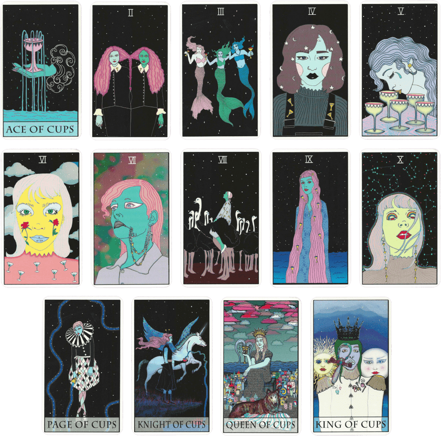 moon power tarot deck cups minor arcana cards by Charlie Quintero and Camille Smooch (Sick Sad Girls)