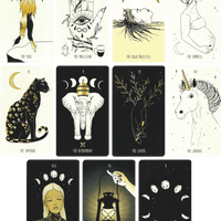 new moon tarot deck major arcana cards by Mélina Lamoureux (MeliThelover). Cards from zero to ten of major arcana of new moon tarot deck