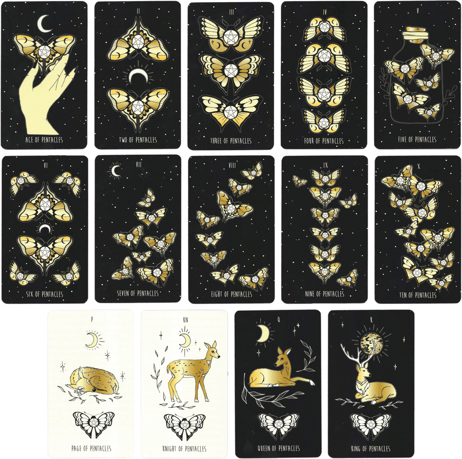 new moon tarot deck pentacles minor arcana cards by Mélina Lamoureux (MeliThelover)