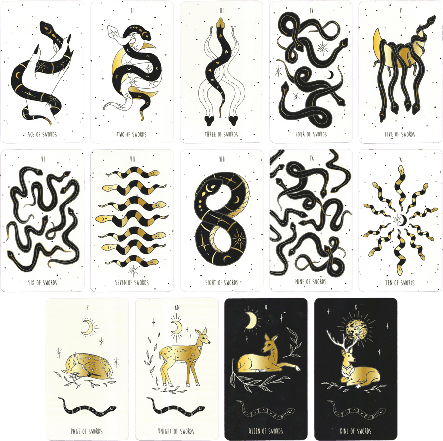 new moon tarot deck swords minor arcana cards by Mélina Lamoureux (MeliThelover)