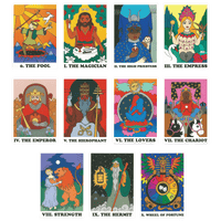 rainbow heart tarot major arcana cards numbered zero to ten