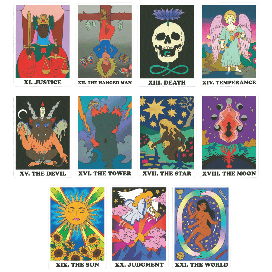 rainbow heart tarot major arcana cards eleven to twenty one