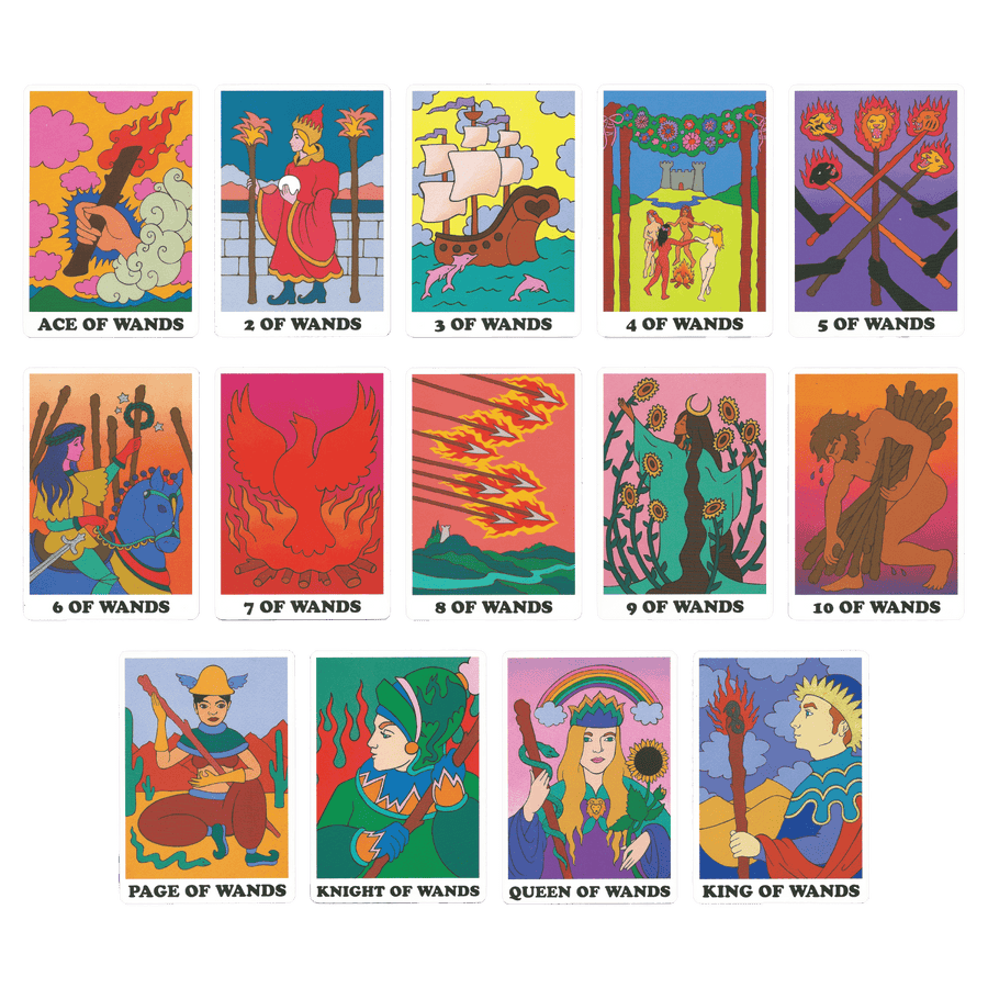 rainbow heart tarot wands minor arcana cards