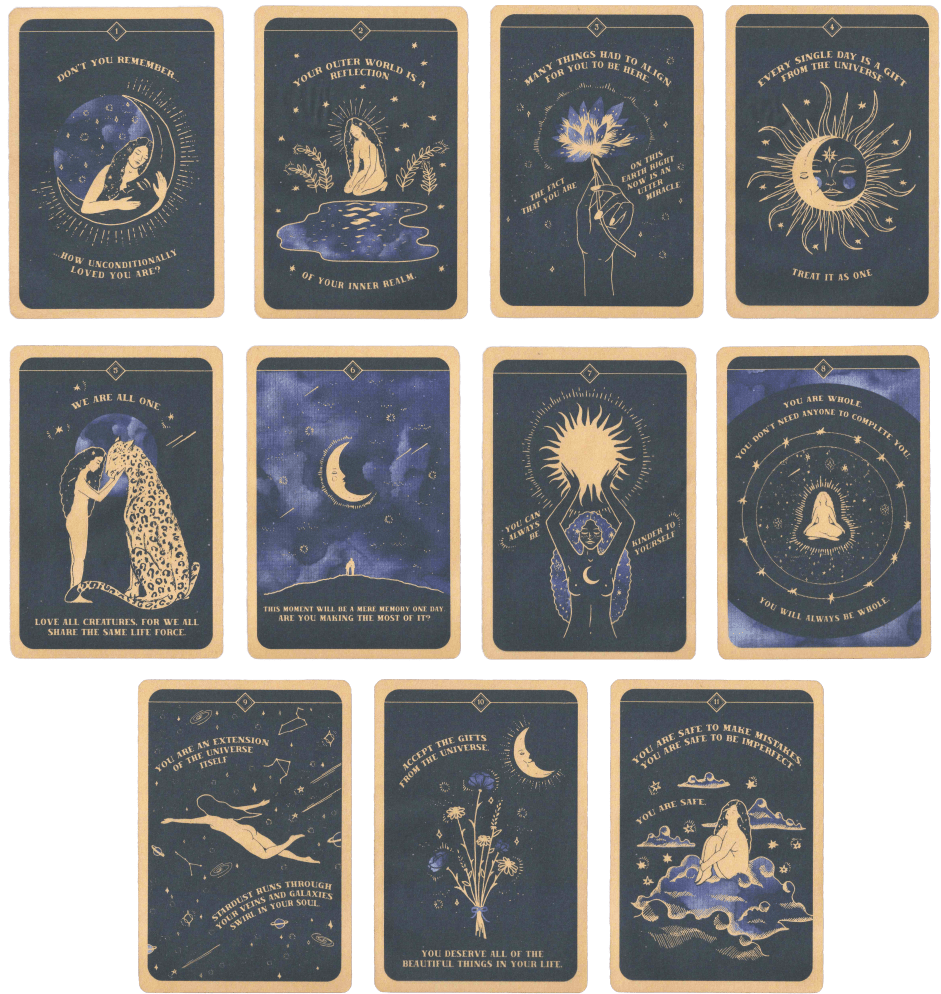 soul whispers oracle deck cards from one to eleven by Annie Tarasova (DreamyMoons)