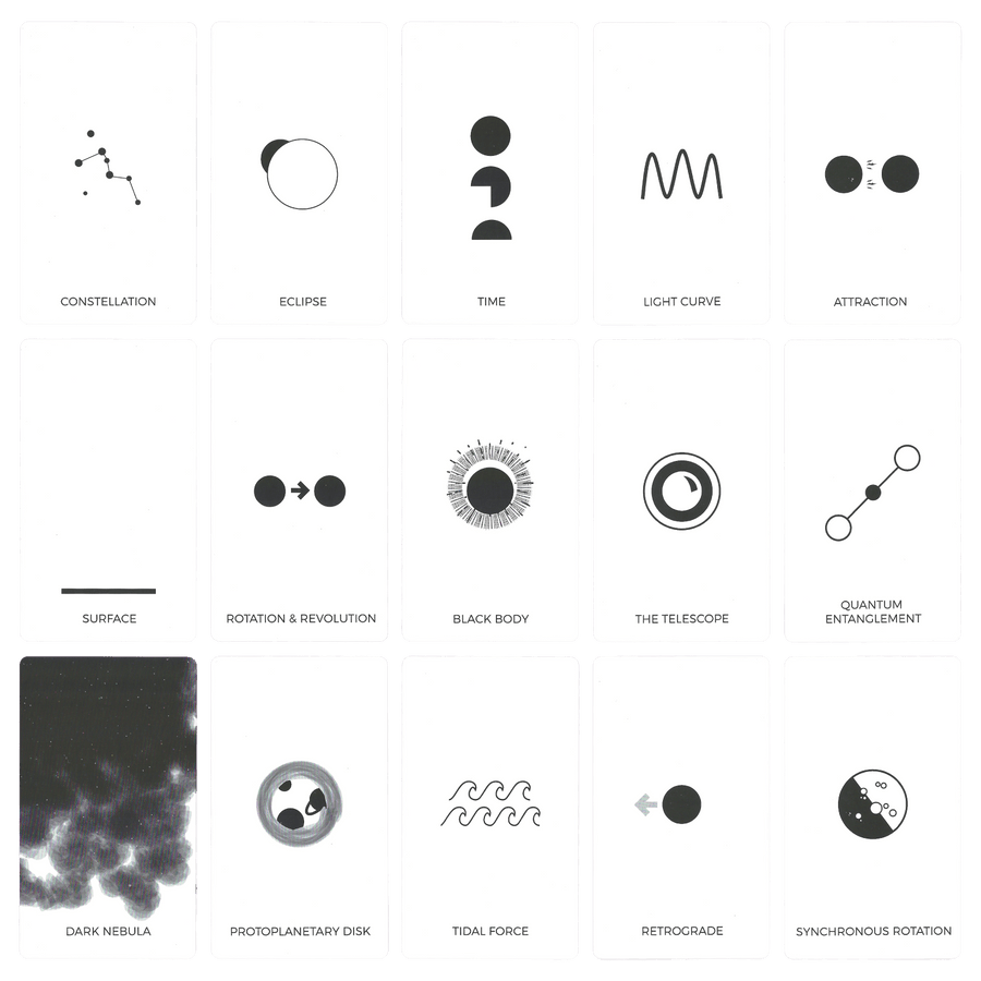 First fifteen cards of the cosmos oracle