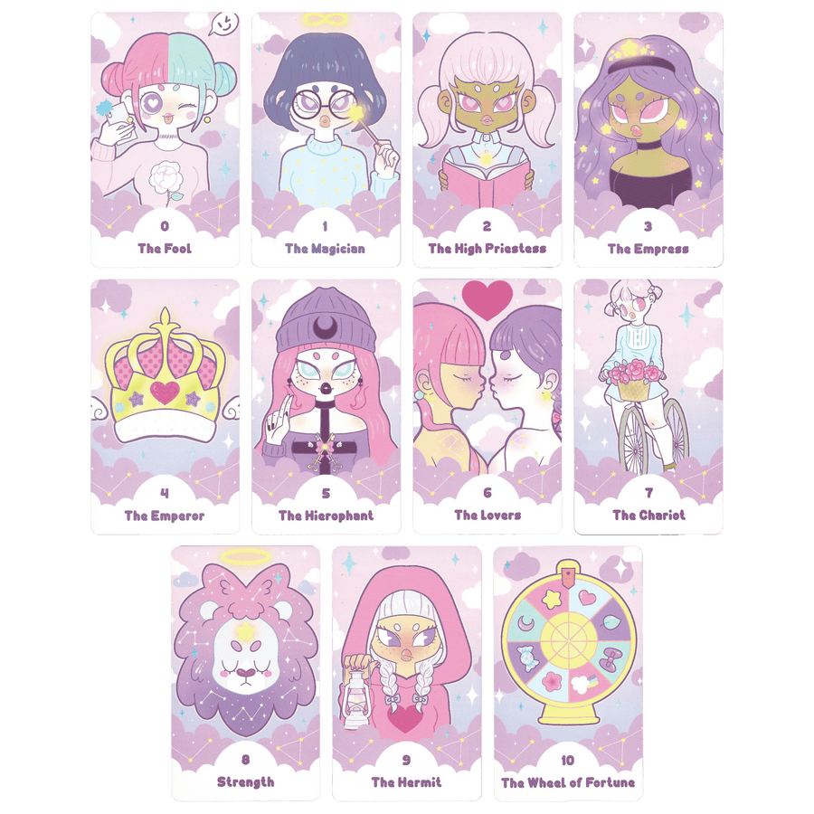 the pastel journey tarot deck by Vanessa Somuayina (Beau Life) major arcana cards 0 to 10