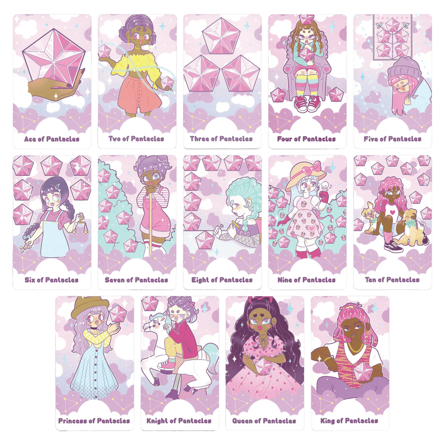 the pastel journey tarot deck by Vanessa Somuayina (Beau Life) pentacles minor arcana cards