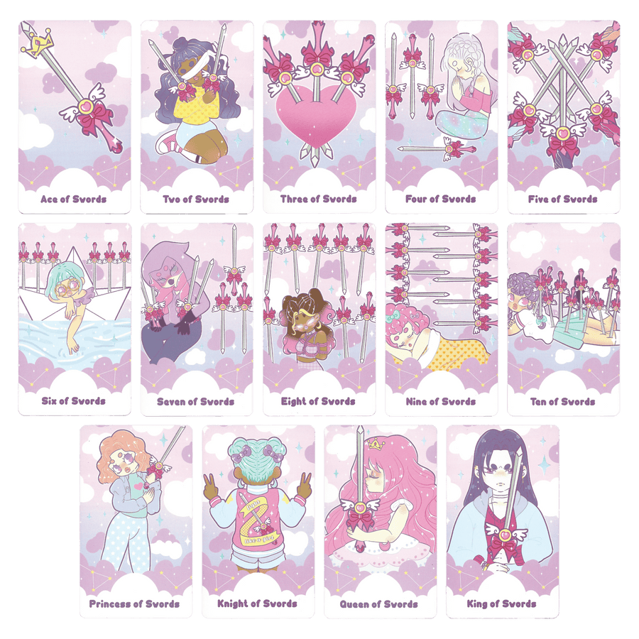 the pastel journey tarot deck by Vanessa Somuayina (Beau Life) swords minor arcana cards