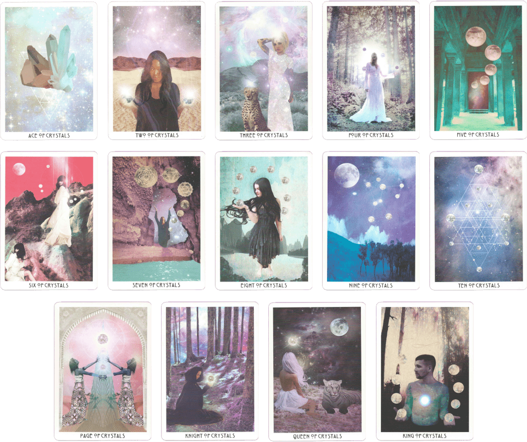 Crystals or pentacles minor arcana cards of the starchild Tarot deck by danielle noel (Starseed Designs inc.)