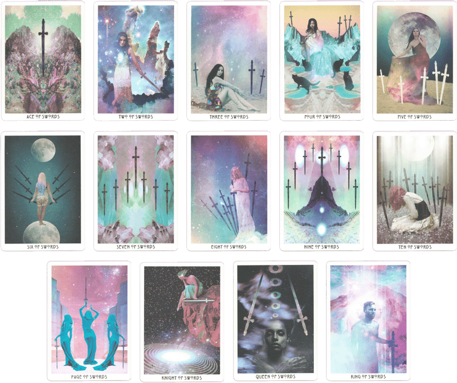 swords minor arcana cards of the starchild Tarot deck by danielle noel (Starseed Designs inc.)