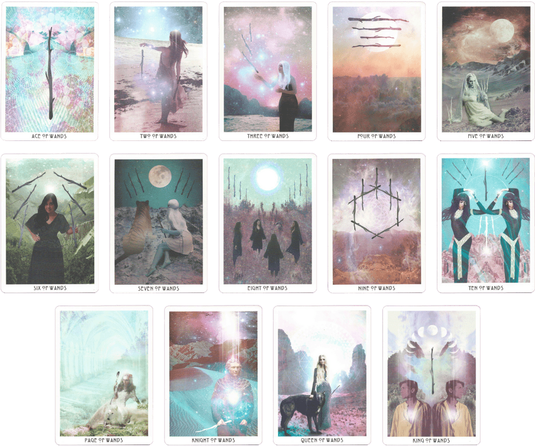 wands minor arcana cards of the starchild Tarot deck by danielle noel (Starseed Designs inc.)